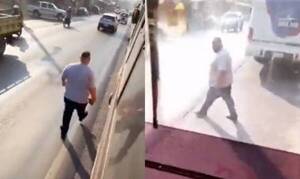 [VIDEO] Le rompió la ventanilla con una piedra porque rozó su micro ndaje