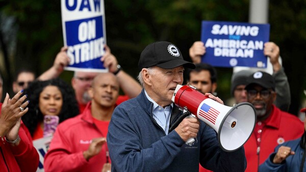 Joe Biden, primer presidente de EEUU en sumarse a un piquete