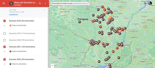 Mapa del Sicariato documenta 478 muertes por encargo entre 2018 a 2022