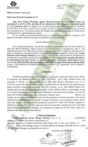 Fiscal se ratifica en imputación sobre el empresario deportivo Javier Monges