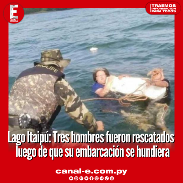 Lago Itaipú: Tres hombres fueron rescatados luego de que su embarcación se hundiera