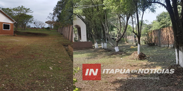 MUNICIPALIDAD DE CAMBYRETÁ REALIZÓ TRABAJOS DE LIMPIEZA EN LA IGLESIA SAN MIGUEL - Itapúa Noticias