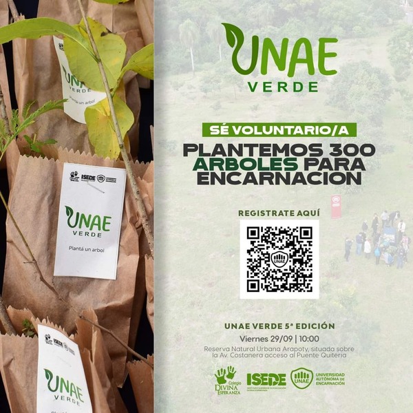INVITAN A LA CAMPAÑA DE ARBORIZACIÓN Y EDUCACIÓN AMBIENTAL UNAE VERDE