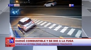 Hombres trajeados cargan tanque lleno y se fugan sin pagar