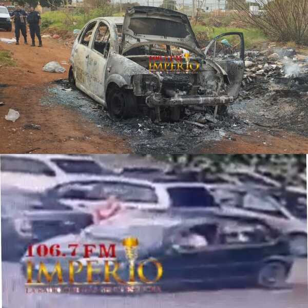 Automóvil que habría sido utilizado para raptar a una mujer es hallado incinerado en San Juan Neuman - Radio Imperio 106.7 FM