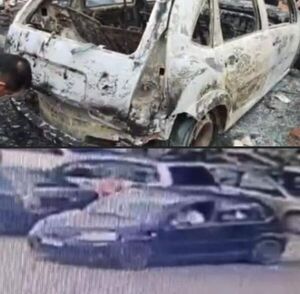 Automóvil que habría sido utilizado para raptar a una mujer es hallado incinerado en San Juan Neuman