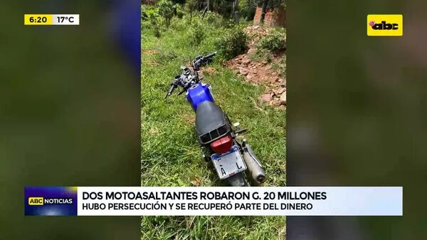 Video: Dos motoasaltantes robaron G. 20 millones - ABC Noticias - ABC Color