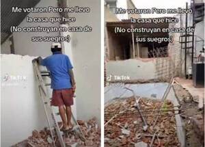 [VIDEO] Demolió la casa que construyó en el terreno de su suegro
