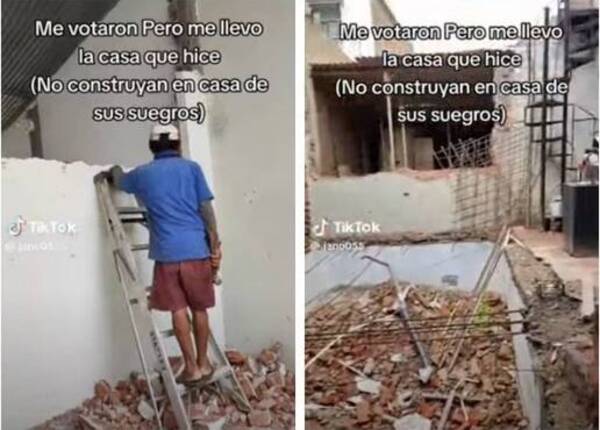 [VIDEO] Demolió la casa que construyó en el terreno de su suegro