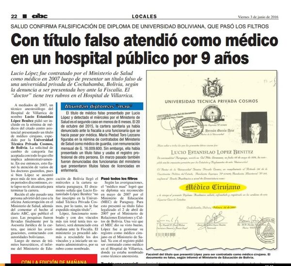 Falso médico tiene condena firme y se encuentra prófugo de la justicia - Nacionales - ABC Color