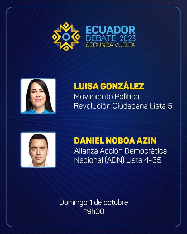 González y Noboa se enfrentan en debate previo a balotaje de los comicios presidenciales en Ecuador - ADN Digital