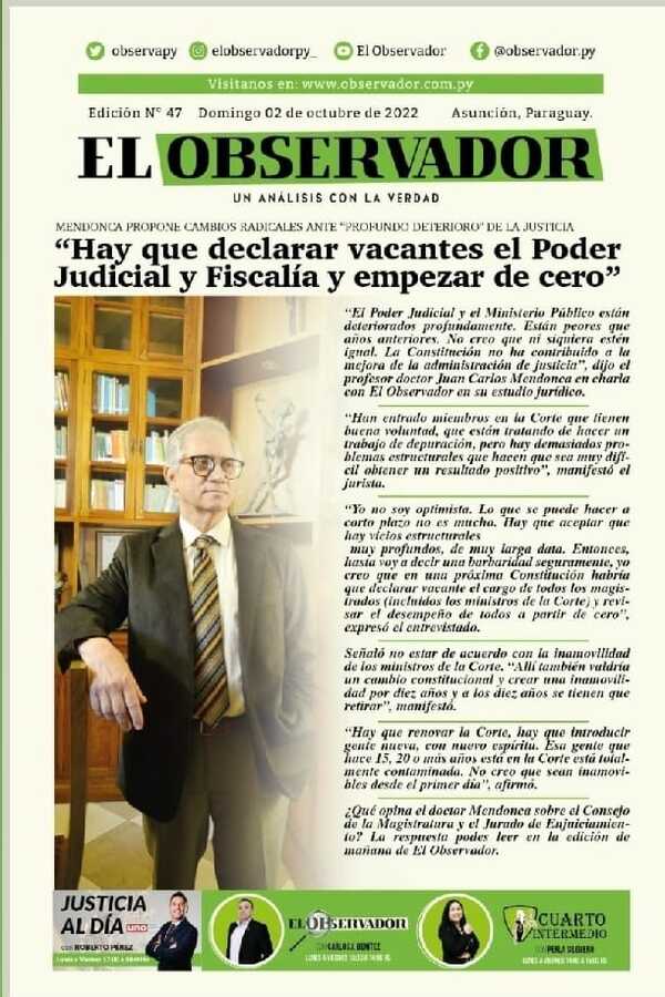“Hay que declarar vacantes el Poder Judicial y Fiscalía y empezar cero”