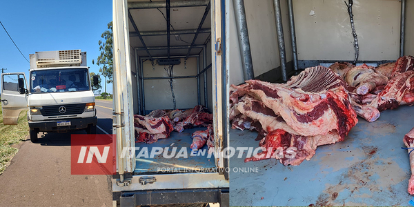 INCAUTAN CAMIÓN CON CARNE PRESUMIBLEMENTE DE CONTRABANDO - Itapúa Noticias