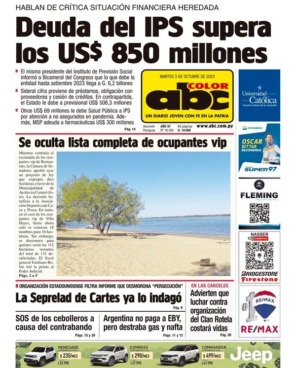 Diario ABC Color: Resumen de los títulos principales del 3 de octubre de 2023 - Podcast Radio ABC Cardinal 730 AM - ABC Color