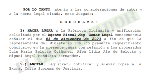 Otorgan prórroga en investigación sobre intento de proporcionar un teléfono a “Tío Rico” en Viñas Cué