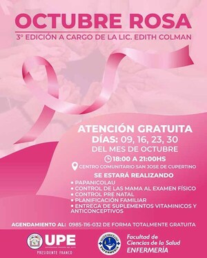 UPE se une a campaña Octubre Rosa con atención médica gratuita | DIARIO PRIMERA PLANA