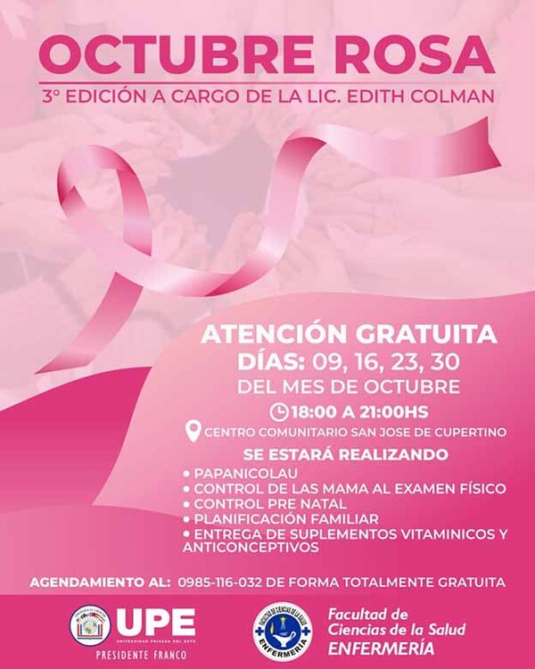 UPE se une a campaña Octubre Rosa con atención médica gratuita | DIARIO PRIMERA PLANA
