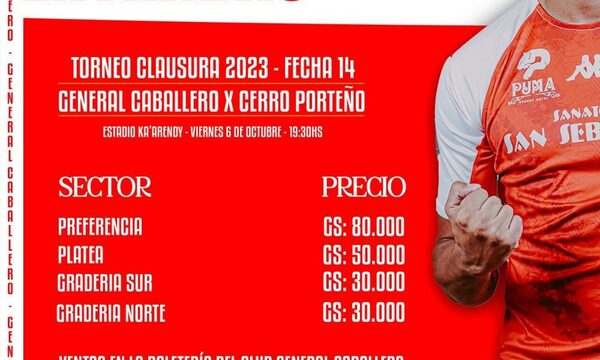 General Caballero recibe el viernes a Cerro Porteño y mañana pone en venta entradas