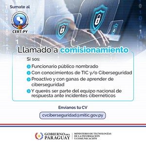 ViceTIC llama a comisionamiento de funcionarios públicos para área de Ciberseguridad