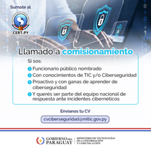 ViceTIC convoca a comisionamiento de funcionarios públicos para área de Ciberseguridad