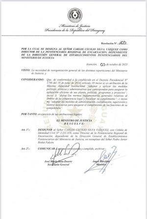 Barchini destituye a director de penal que lo contradijo | 1000 Noticias