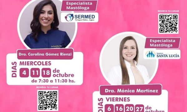Mastólogas realizarán asistencia gratuita en Palacio de Justicia