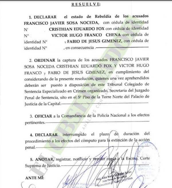 Emiten orden de captura para procesados por presunto tráfico de armas