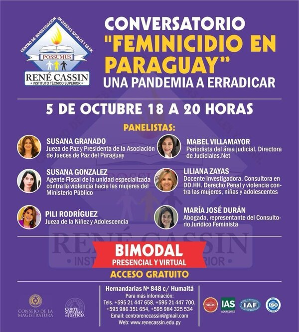 Preparan importante conversatorio gratuito sobre feminicidio - Judiciales.net