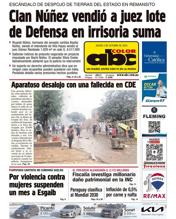 Diario ABC Color: Resumen de los títulos principales del 5 de octubre de 2023 - Podcast Radio ABC Cardinal 730 AM - ABC Color