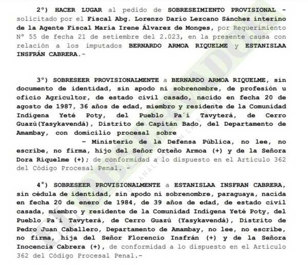 Nativos imputados por asociación terrorista obtienen sobreseimiento provisional