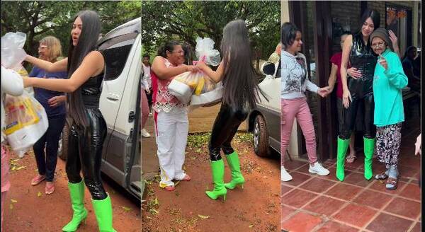 [VIDEO] Laurys Dyva repartió víveres a parientes de personas con cáncer