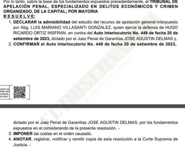 Ratifican arresto domiciliario para exactuario que habría cobrado por una constitución