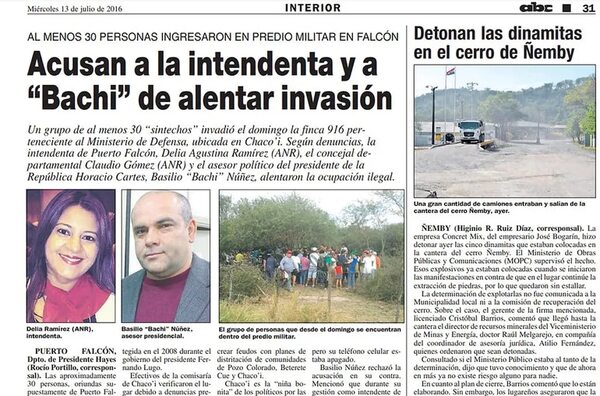 Frente Guasu y Bachi Núñez tenían en común el objetivo de despojar al Estado de la finca 916 - Política - ABC Color