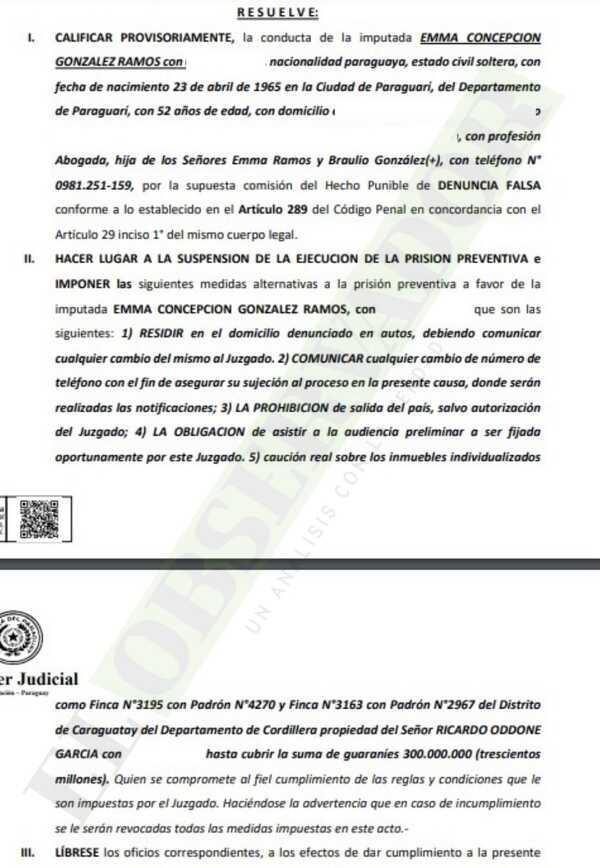 Abogada ligada a esquema de RGD accede a medidas alternativas 