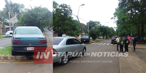 AUTOMÓVIL IMPACTÓ CONTRA UN POSTE DE ALUMBRADO PÚBLICO EN ENCARNACIÓN - Itapúa Noticias