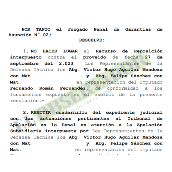 Jueza confirma convocatoria a imposición de medidas para exdirectivo de Mocipar