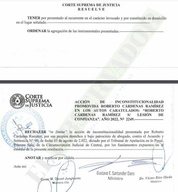 Sala Constitucional rechaza intento de Roberto Cárdenas de evitar medición de pena