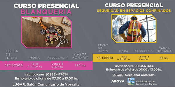 INVITAN A PARTICIPAR DE IMPORTANTES CURSOS DE CAPACITACIÓN EN CARMEN DEL PARANÁ - Itapúa Noticias