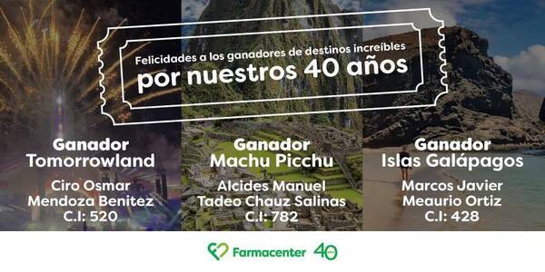¡Farmacenter anuncia a los ganadores de su promo por los 40 años!