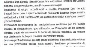 La Nación / Consejo de Convencionales manifiesta su apoyo a Cartes