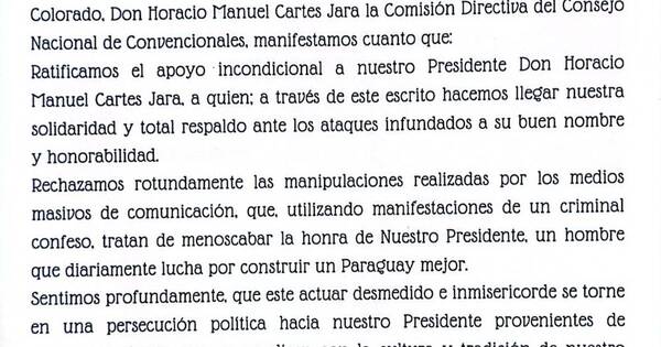La Nación / Consejo de Convencionales manifiesta su apoyo a Cartes