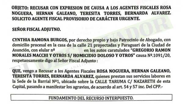 Acusada por la muerte de Fabián Marín recusa a fiscales por supuesta falta de objetividad 