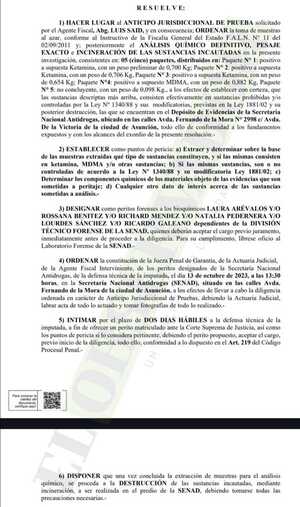 Ordenan destrucción de drogas sintéticas incautadas en aeropuerto Silvio Pettirossi 