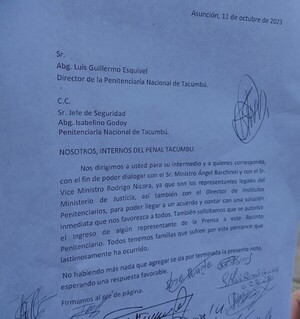 Internos de Tacumbú ponen sus condiciones para “llegar a un acuerdo”