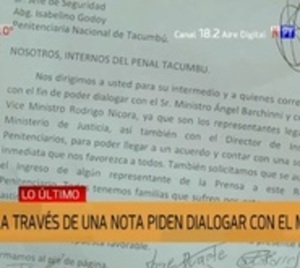 Reos de Tacumbú piden reunión con Barchini - Paraguay.com