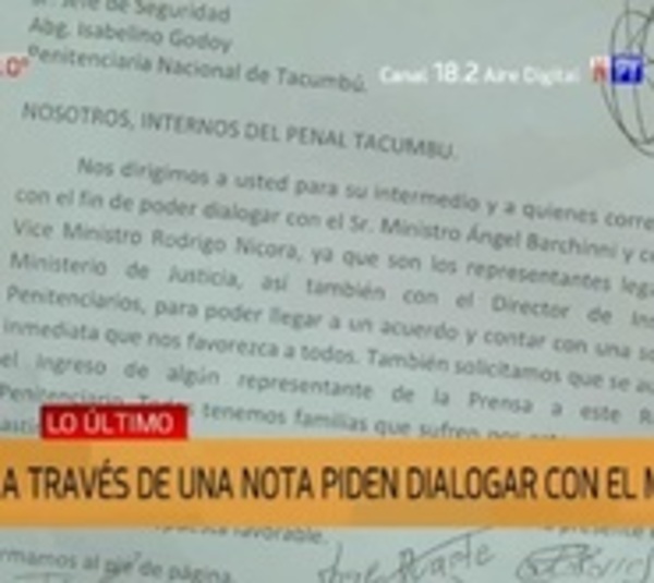 Reos de Tacumbú piden reunión con Barchini - Paraguay.com