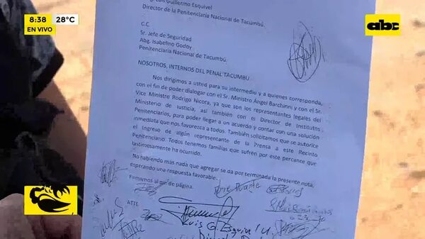 Video: Internos entregan nota con firmas - ABC Noticias - ABC Color