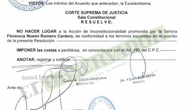 Sala Constitucional otorga vía libre para audiencia preiminar a Florencia Romero