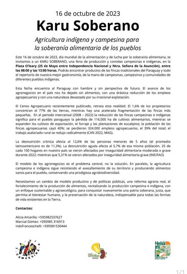 Feria de producción Karú Soberano lucha por la soberanía alimentaria - Portal Digital Cáritas Universidad Católica