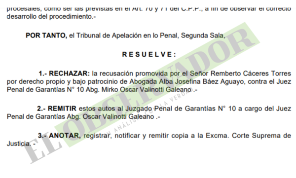 Rechazan recusación del expresidente de Asociación de Jubilados del IPS contra el juez Mirko Valinotti